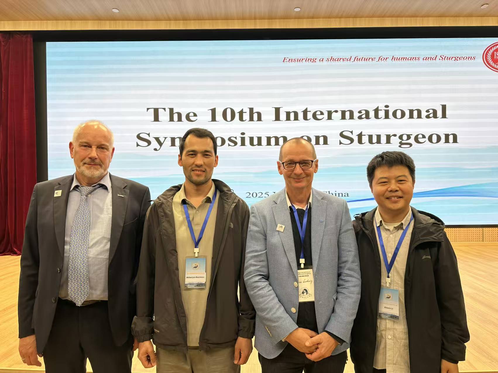  I (Akbarjon Rozimov) and Dr. Xinxin Li recently attended the 10th International Symposium on Sturgeon which was hold on 19-24 October 2025 in Yichang, China. We have met Vise-president of the World Sturgeon Conservation Society Prof. Joern Gessner (in the left) and Chair of the IUCN SSC Sturgeon Specialist Group Prof. Arne Ludwig (second from right).