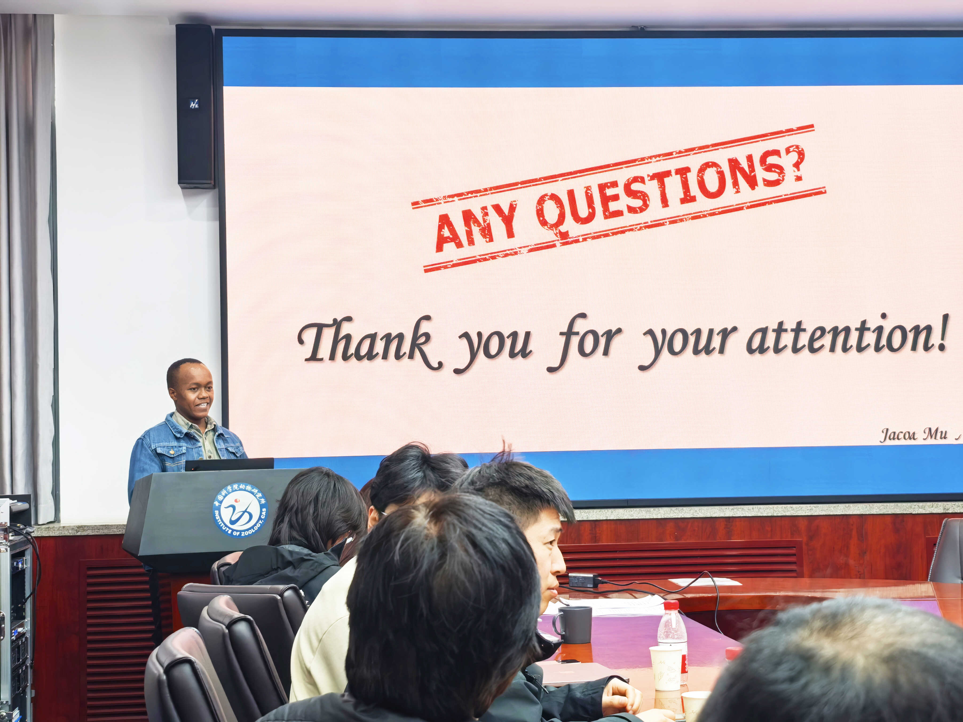 The image was captured during a mid-annual evaluation presentation of my research project on the Structural and genomic mechanisms that underly organometric changes in pre and postmated hindgut of the flea beetle Asiophrida xanthospilota (Baly), Chrysomelidae, Coleoptera at the Institute of Zoology Boardroom.